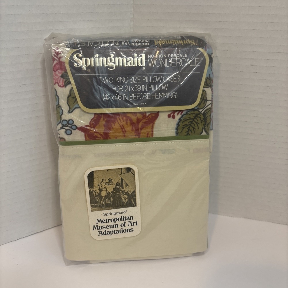 NOS Vintage Springmaid Metropolitan Museum of Art Two King Size Pillowcases USA
